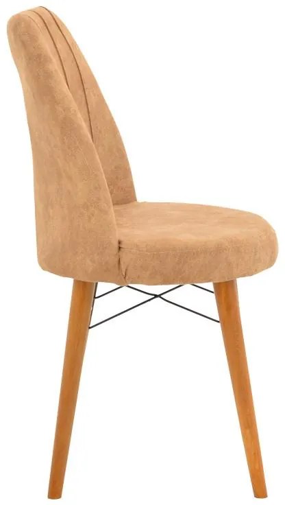 Καρέκλα Nevis I antique καφέ ύφασμα-καρυδί πόδι 4αδα 47x50x91 εκ.