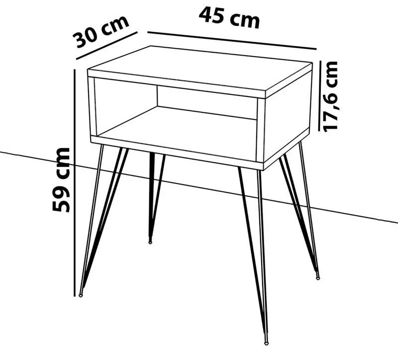 Κομοδίνο Naida γκρι μαρμάρου μελαμίνης 45x30x59εκ 45x30x59 εκ.