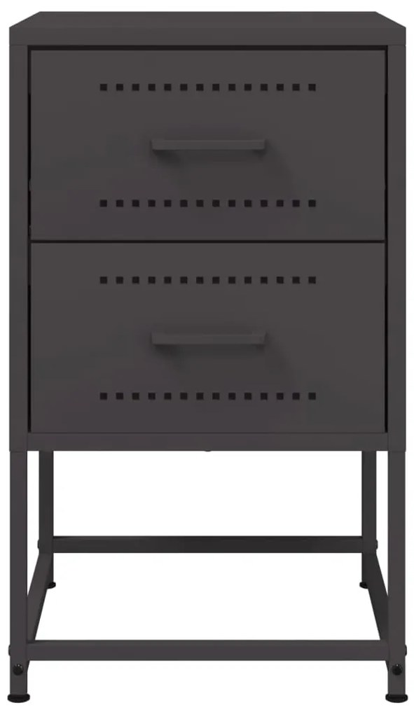 Κομοδίνα 2 τεμ. Μαύρα 36x39x60,5 εκ. Χάλυβα - Μαύρο