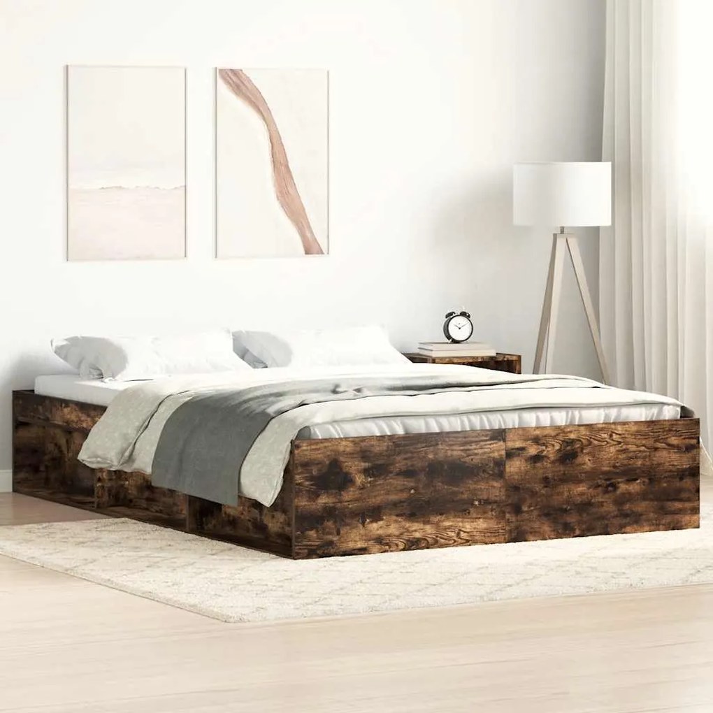 vidaXL Πλαίσιο Κρεβατιού Καπνιστή Δρυς 140x200 εκ.