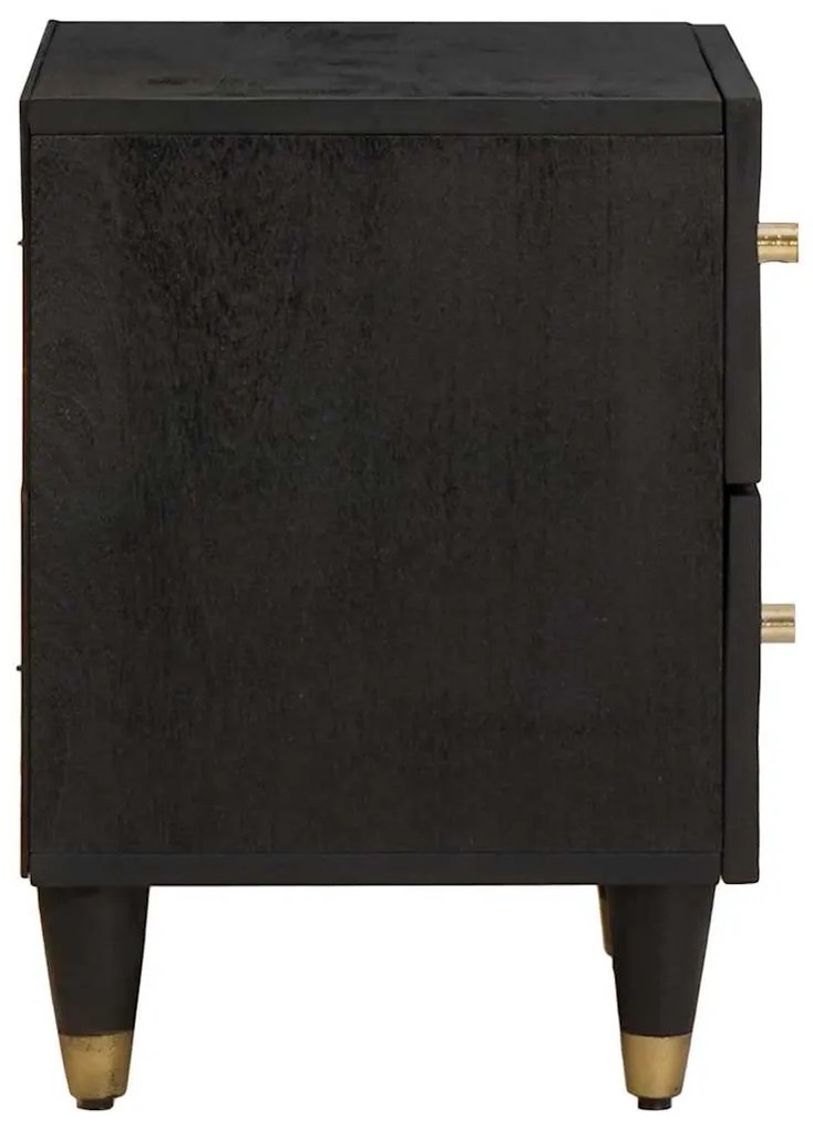 vidaXL Κομοδίνο 2 pcs Μαύρο 40 x 33 x 46 εκ. Στερεό ξύλο μάνγκο