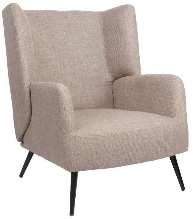 Πολυθρόνα Mareta pakoworld γκρι-μπεζ ύφασμα με πόδι σε μαύρη απόχρωση 83x80x99εκ