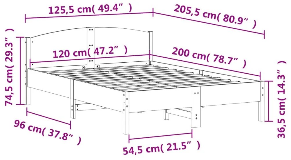 Σκελετός Κρεβ. Χωρίς Στρώμα Καφέ Κεριού 120x200 εκ Μασίφ Πεύκο - Καφέ