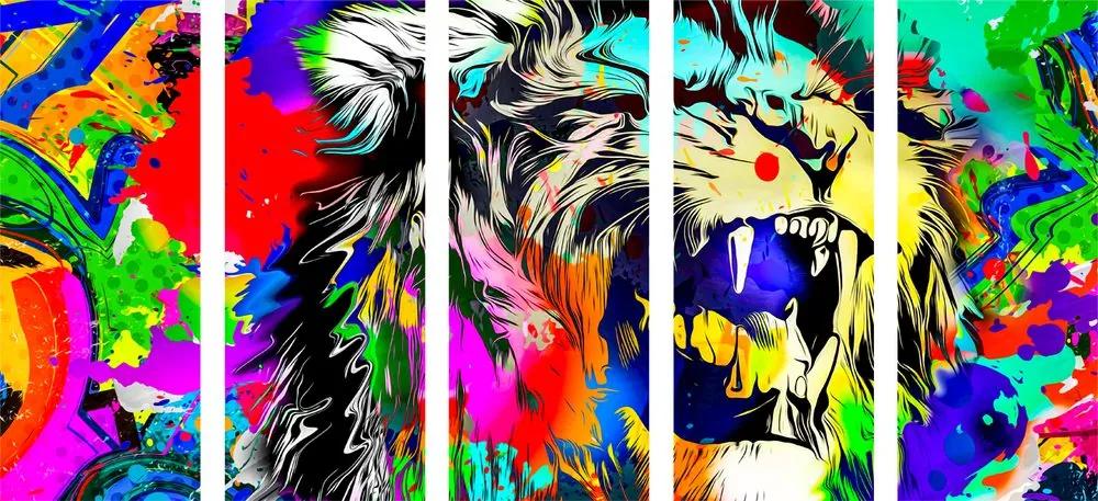 Εικόνα 5 τμημάτων πολύχρωμο κεφάλι λιονταριού - 100x50