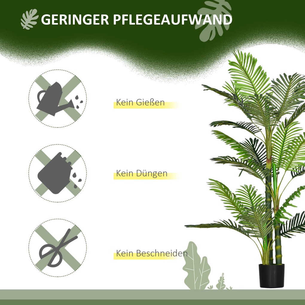 Τεχνητό φυτό, τεχνητός φοίνικας, με γλάστρα. 19,5 εκ. x 19,5 εκ. x 150 εκ., Πράσινο + Μαύρο