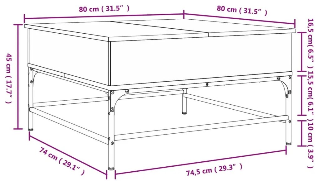 ΤΡΑΠΕΖΑΚΙ ΣΑΛΟΝΙΟΥ ΓΚΡΙ SONOMA 80X80X45 ΕΚ. ΕΠΕΞ. ΞΥΛΟ/ΜΕΤΑΛΛΟ 845404