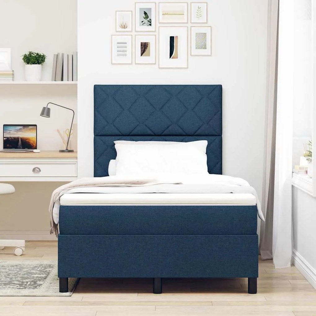vidaXL Κρεβάτι με ελατήρια με στρώμα Μπλε 120 x 200 cm ύφασμα