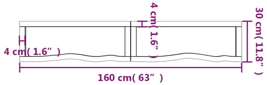 Ράφι Τοίχου Ανοιχτό Καφέ 160x30x(2-6)εκ. Επεξ. Μασίφ Ξύλο Δρυός - Καφέ