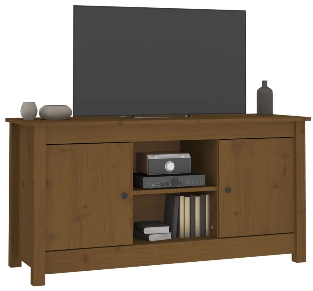vidaXL Έπιπλο Τηλεόρασης Μελί Καφέ 103x36,5x52εκ από Μασίφ Ξύλο Πεύκου