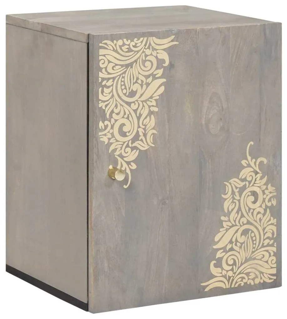 vidaXL Ντουλάπα τοίχου μπάνιου Γκρι 38 x 33 x 48 εκ Μασίφ ξύλο μάνγκο