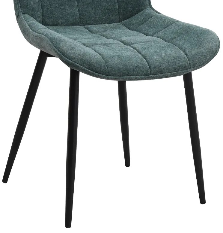 Καρέκλα τραπεζαρίας Chiara Megapap πράσινο ύφασμα - μεταλλικό μαύρο πόδι 48x58x81εκ.