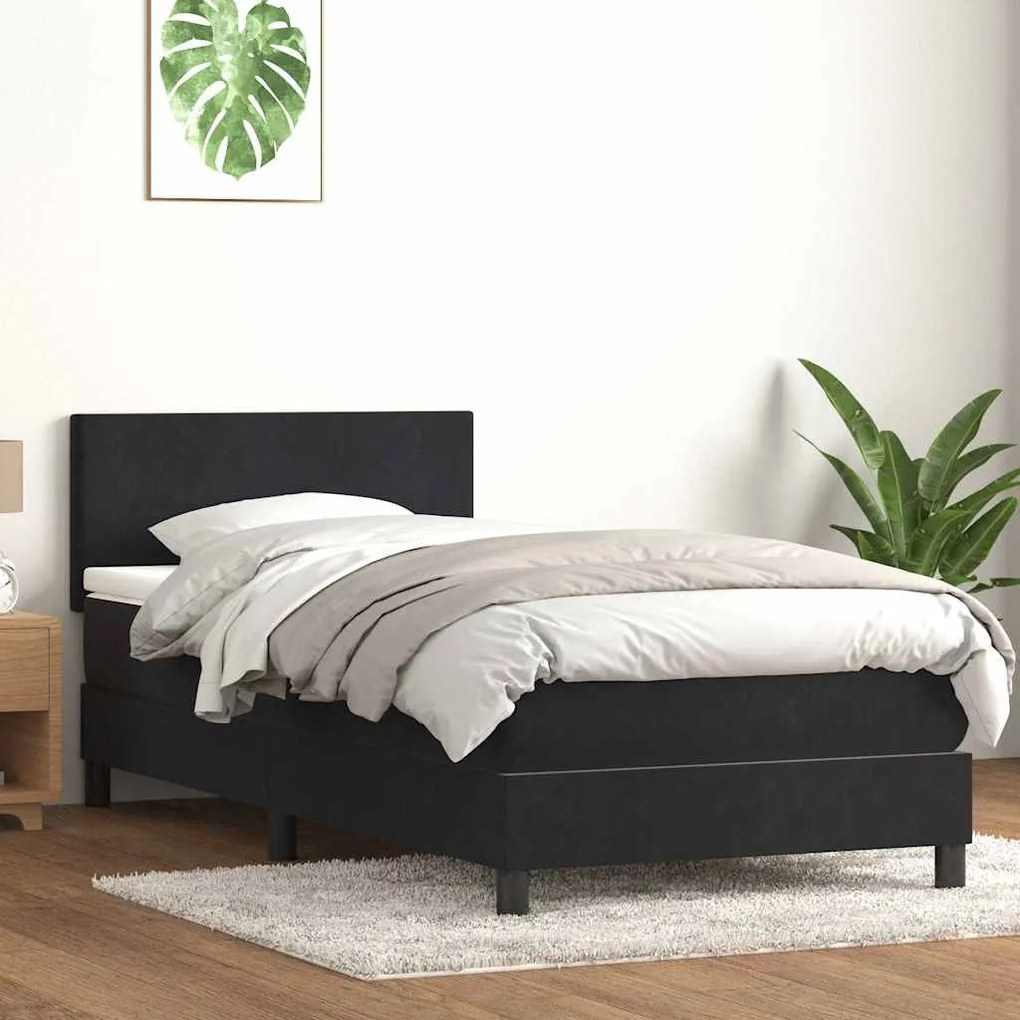 Box Spring Κρεβάτι με στρώμα Μαύρο 80x210 εκ. Βελούδινο