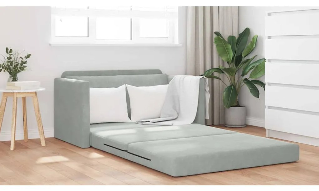 vidaXL Κρεβάτι καναπές Ανοιχτό γκρι 124 x 204 x 61 εκ Βελούδο