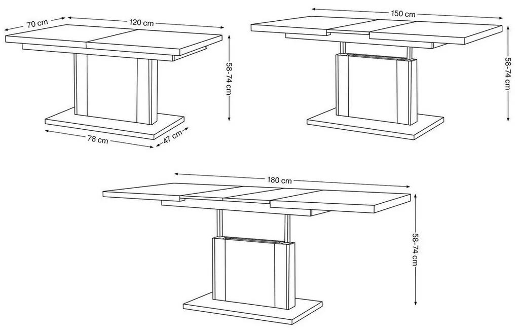 Πολυμορφικό τραπέζι σαλονιού Glendale 103, Σκούρα δρυς, Μαύρο, 60x70x120cm, 55 kg, Πλαστικοποιημένη μοριοσανίδα, Γωνιακό | Epipla1.gr