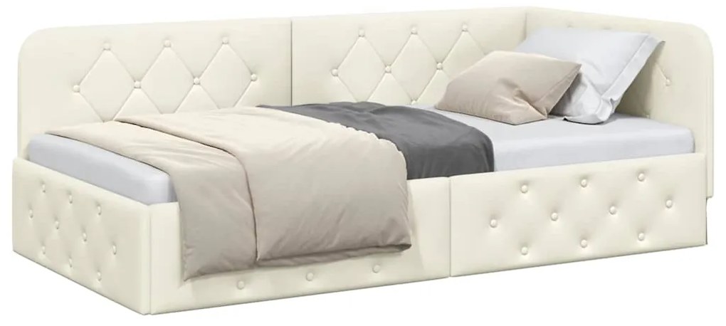 vidaXL Κρεβάτι Γωνίας με κεφαλάρι Κρεμ 100 x 200 cm Βελούδο