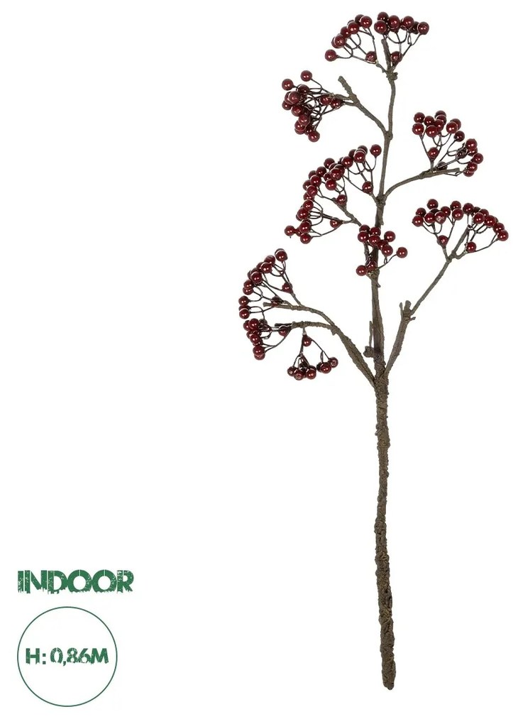 GloboStar® Artificial Garden RED HOLLY BERRIES FRUIT BRANCH 21427 Τεχνητό Διακοσμητικό Κλαδί Κόκκινο Γκί Y86cm