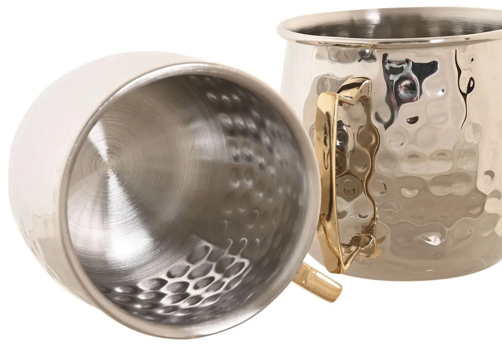 Σετ 2 Κούπες Φλιτζάνια Home ESPRIT Χρυσό Ασημί Loft 480 ml (x2)