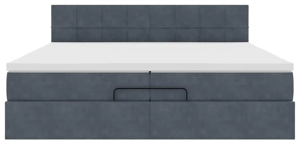 vidaXL Οθωμανικό κρεβάτι με στρώματα & LEDs Σκούρο γκρι Βελούδο
