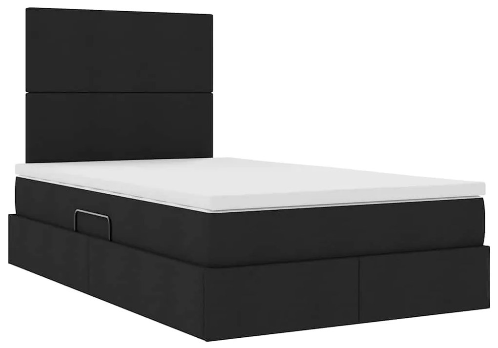 vidaXL Κρεβάτι με αποθηκευτικό χώρο και LED Μαύρο 120 x 200 cm