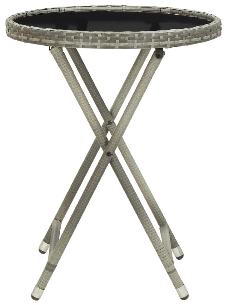 vidaXL Τραπέζι Βοηθητικό Γκρι 60 εκ. Συνθετικό Ρατάν / Ψημένο Γυαλί