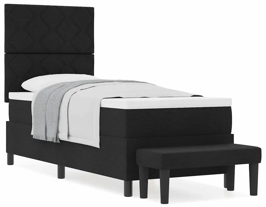 vidaXL Κρεβάτι με ελατήρια με στρώμα Μαύρο 80 x 200 cm ύφασμα