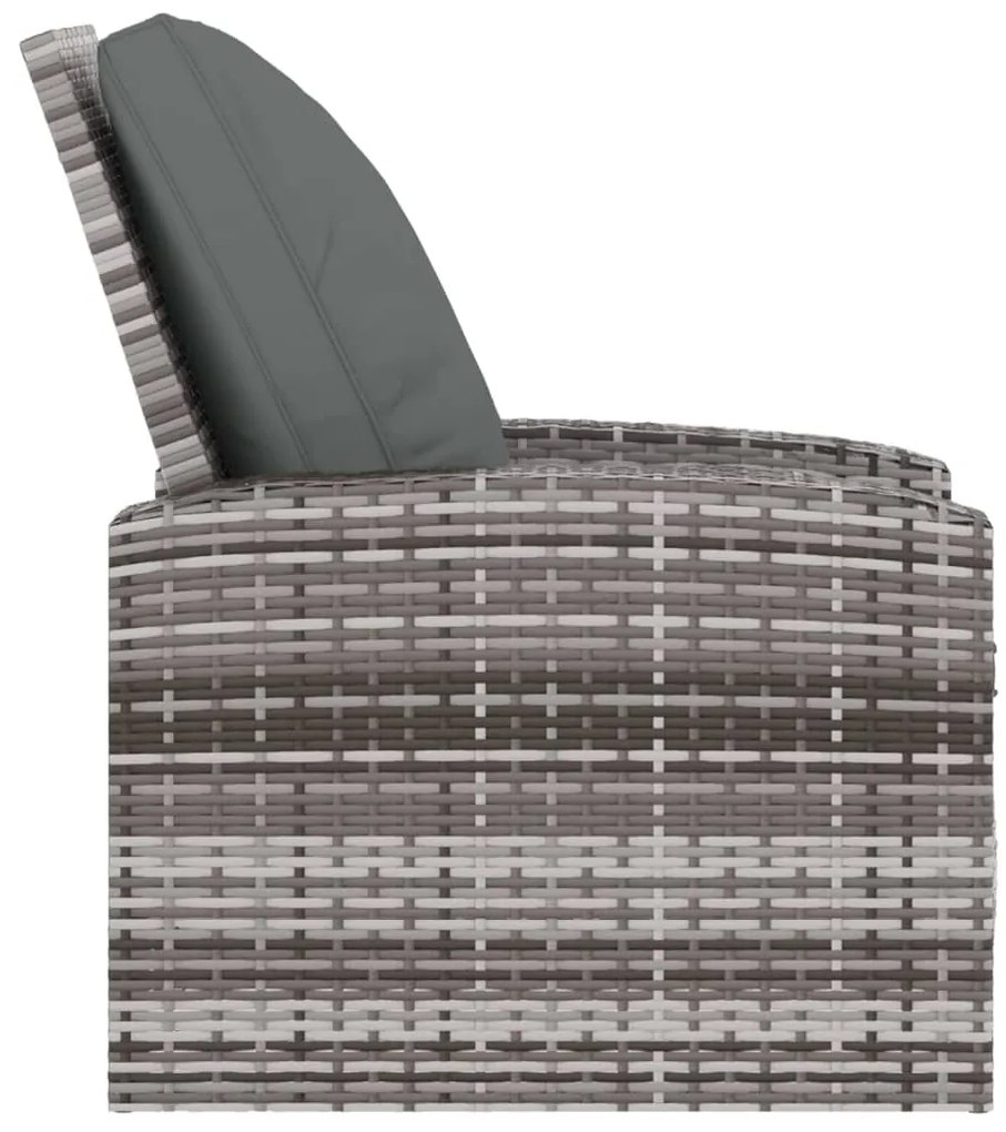 vidaXL Καρέκλα Κήπου Ανακλινόμενη Γκρι Συνθετικό Ρατάν με Μαξιλάρια