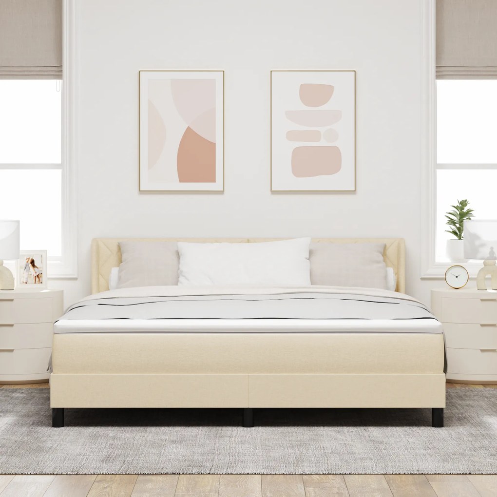 vidaXL Κρεβάτι με Στρώμα σε Κρεμ, 180x200 cm, Υφασμάτινο