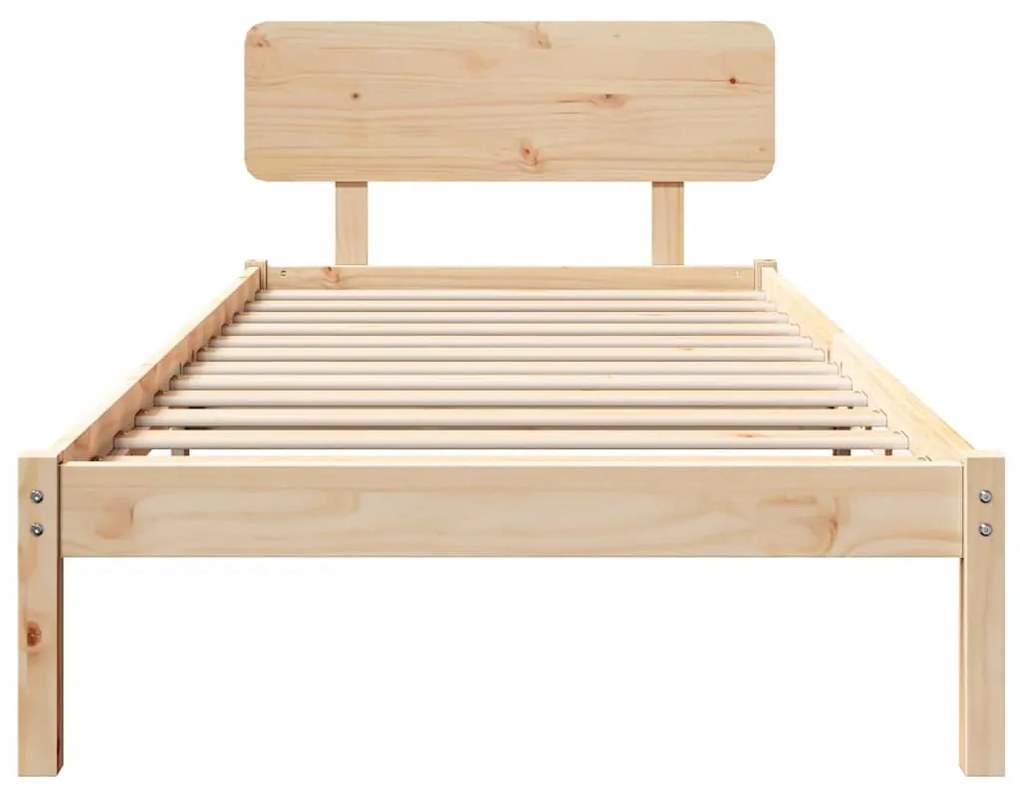 vidaXL Σκελετός Κρεβατιού Φυσικό 75 x 190 cm Μασίφ ξύλο πεύκου
