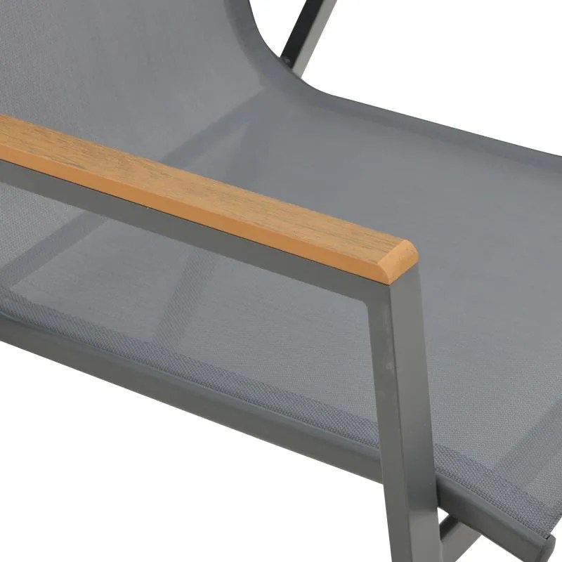 Τραπεζαρία Azelie-Kliton σετ 7τεμ ανθρακί ύφασμα-ανθρακί αλουμίνιο 77x55x94εκ 150x80x74 εκ.