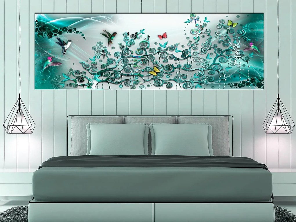 Πίνακας - Hummingbirds Dance (1 Part) Turquoise Narrow 120x40