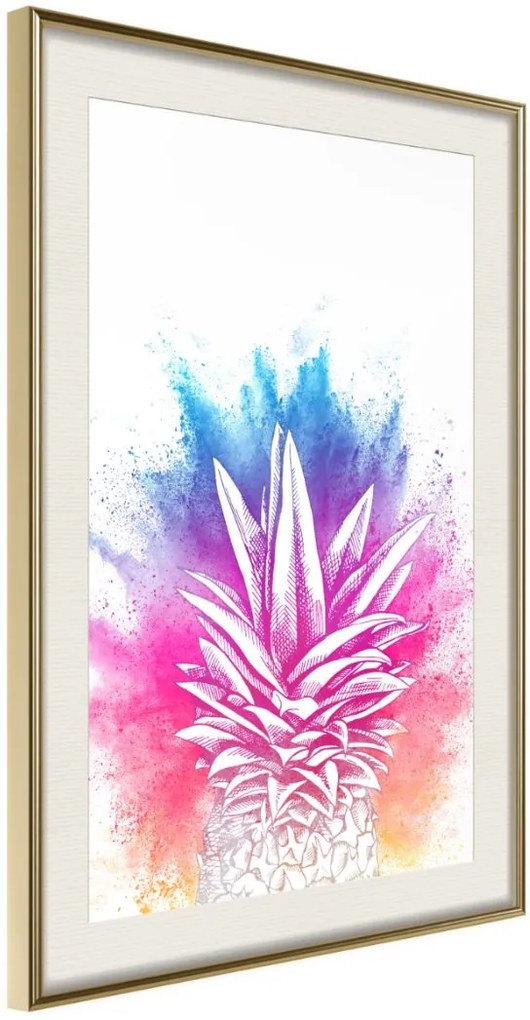 Αφίσα - Rainbow Pineapple Crown - 20x30 - Χρυσό - Με πασπαρτού