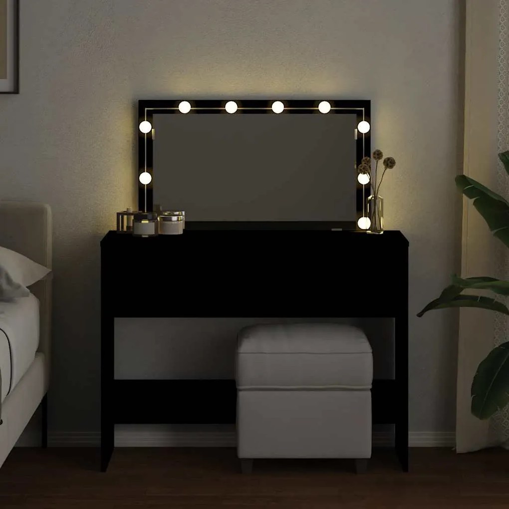 vidaXL Μπουντουάρ με LED Μαύρο 100x40x120 εκ.