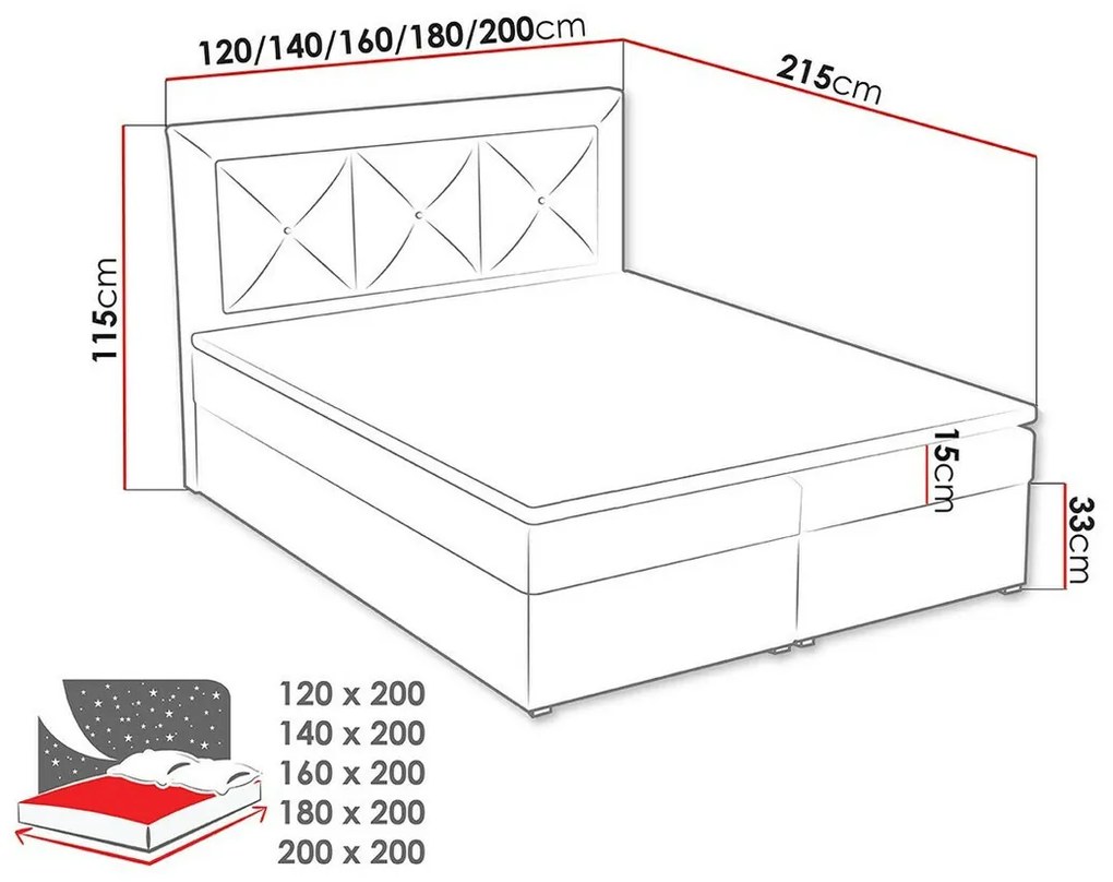 Κρεβάτι continental Pomona 113, Continental, Διπλό, Γκρι, 160x200, Ταπισερί, Τάβλες για Κρεβάτι, 160x215x115cm, 162 kg, Στρώμα: Ναι | Epipla1.gr