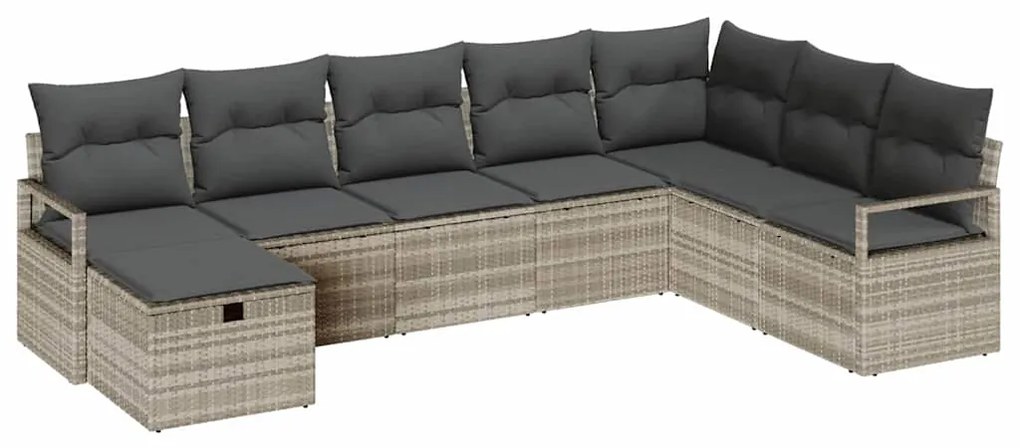vidaXL Σετ Καναπέ Κήπου 8 pcs Ανοιχτό γκρι 287 x 177 x 85 εκ.