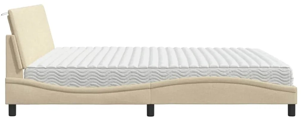 vidaXL Κρεβάτι με Στρώμα Hanko Κρεμ 200x200 εκ. Υφασμάτινο