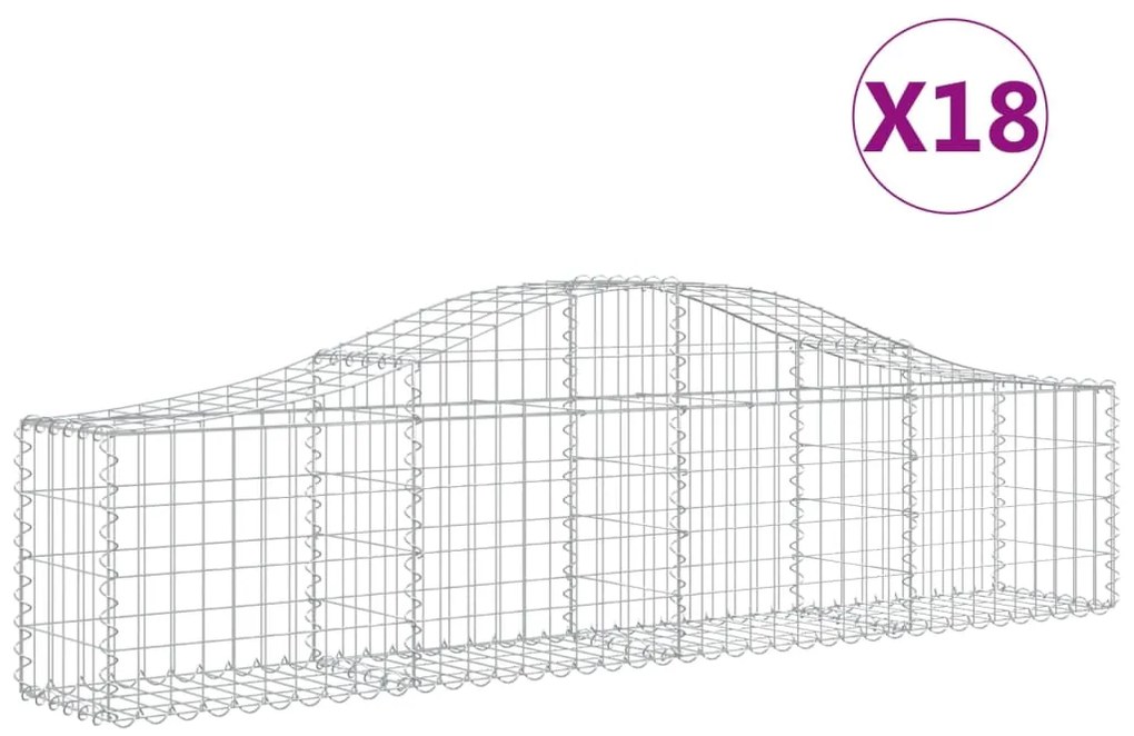 vidaXL Συρματοκιβώτια Τοξωτά 18 τεμ. 200x30x40/60 εκ. Γαλβαν. Ατσάλι