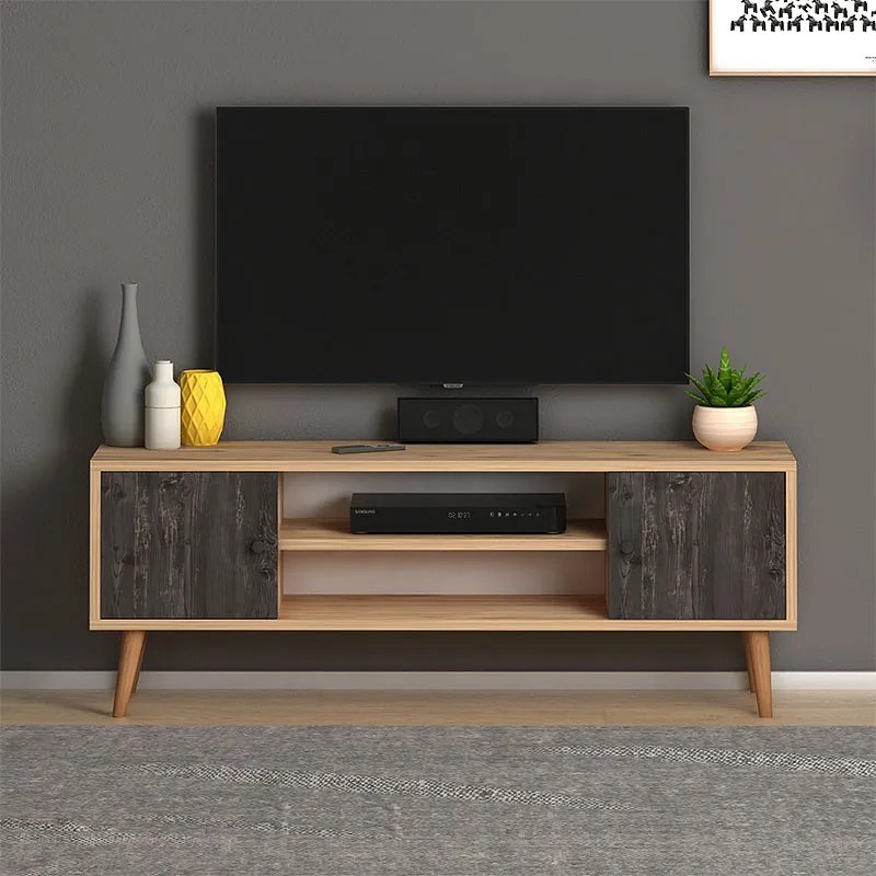 Έπιπλο τηλεόρασης Parma Megapap μελαμίνης χρώμα industrial grey - oak 120x30x40εκ. - GP022-0071,2 - GP022-0071,2