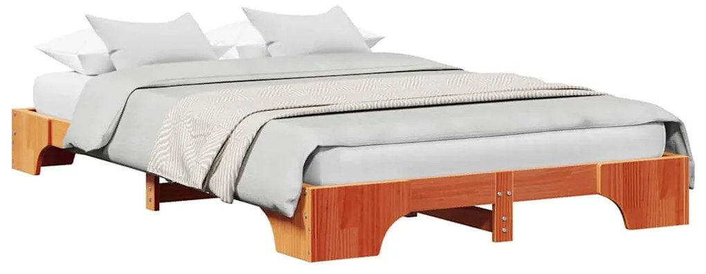 vidaXL Σκελετός Κρεβατιού Κερωτό καφέ 140 x 190 cm