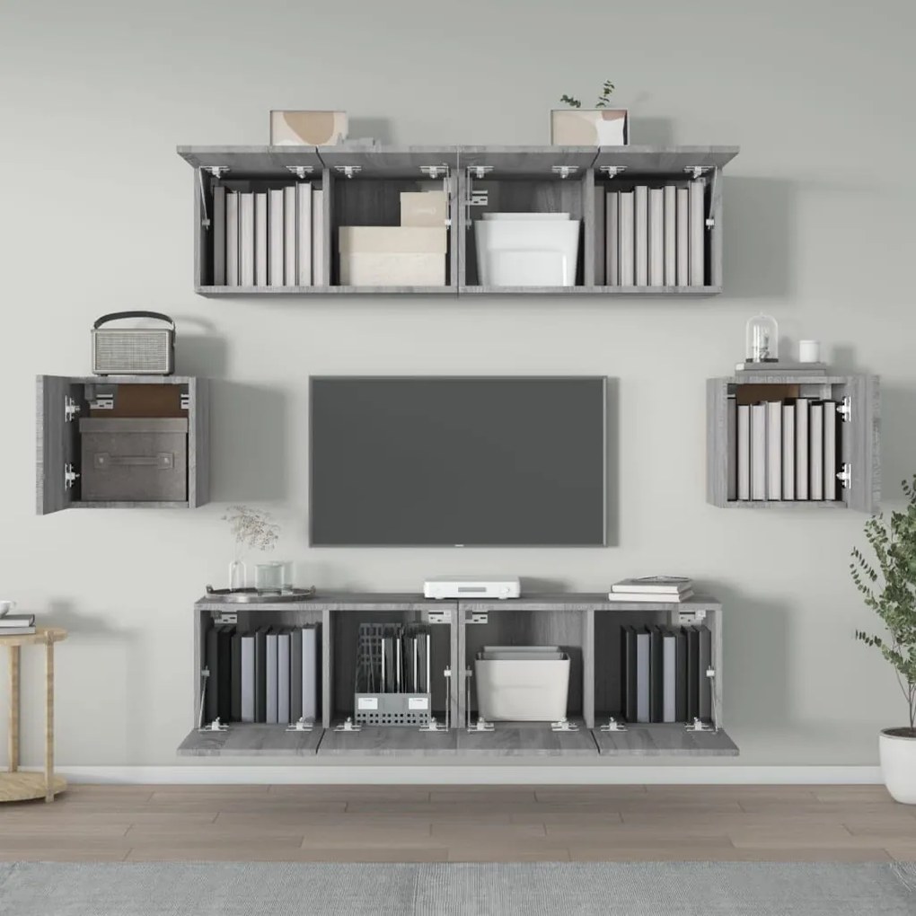 vidaXL Σετ Επίπλων Τηλεόρασης 6 Τεμ. Γκρι Sonoma Επεξεργασμένο Ξύλο