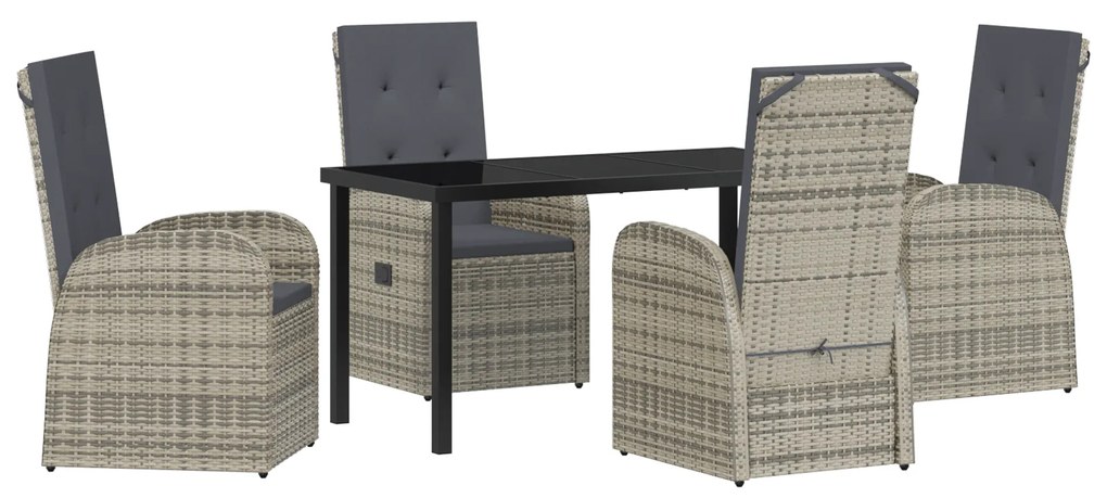 vidaXL Σετ Εξωτερικών Επίπλων 5 pcs Γκρι 140 x 70 x 73 cm PE ρατάν