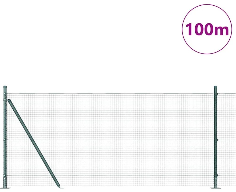 vidaXL Φράχτης με Στήλες. Πράσινο 0.8 x 100 μ Ατσάλι