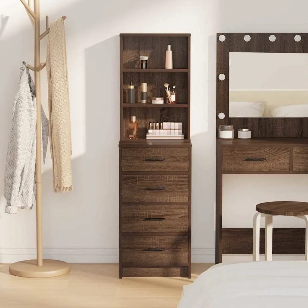 vidaXL Highboard Καφέ δρυς 40 x 41 x 135 εκ. Επεξεργασμένο ξύλο