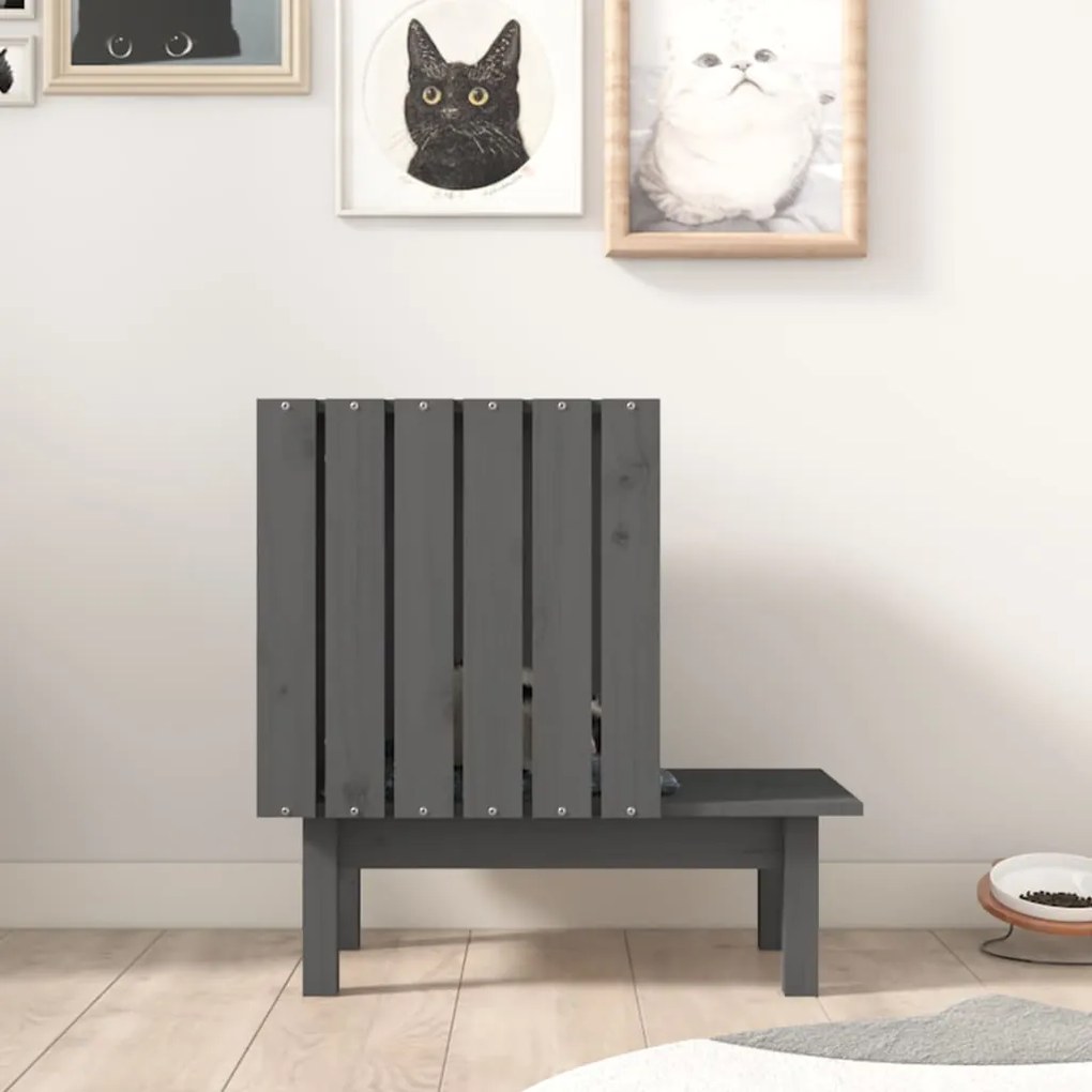 vidaXL Σπίτι Γάτας Γκρι 60 x 36 x 60 εκ. από Μασίφ Ξύλο Πεύκου