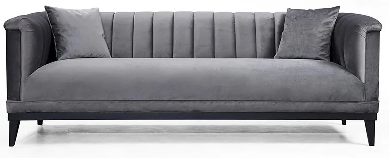 Καναπές 3θέσιος PWF-0541 pakoworld βελούδο ανθρακί 255x89x79εκ