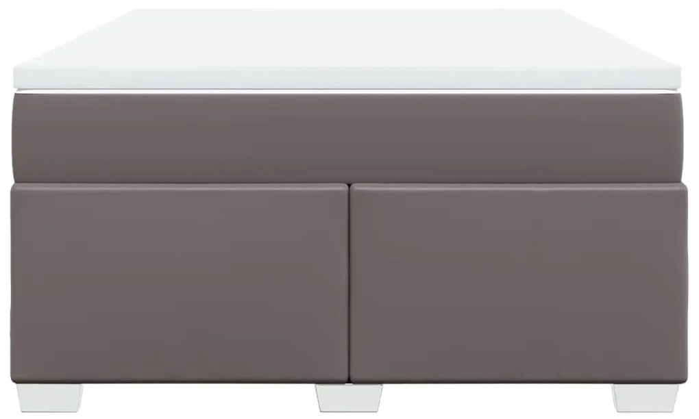 vidaXL Κρεβάτι Boxspring με Στρώμα Γκρι 140x190εκ. από Συνθετικό Δέρμα