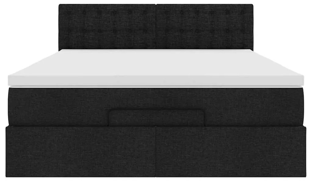 vidaXL Οθωμανικό κρεβάτι με στρώμα Μαύρο 140x190cm Ύφασμα