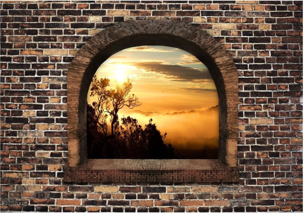 Αυτοκόλλητη φωτοταπετσαρία - Stony Window: Morning Mist - 245x175