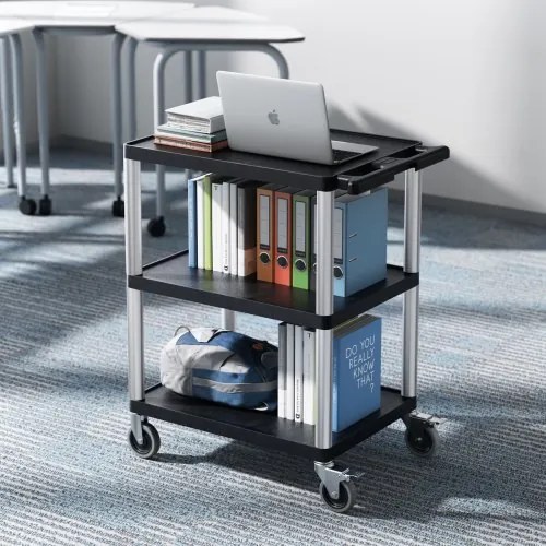 VEVOR 3-shelf Utility Cart 300 lbs 27.6 x 18.1-inch Service Cart with Wheels