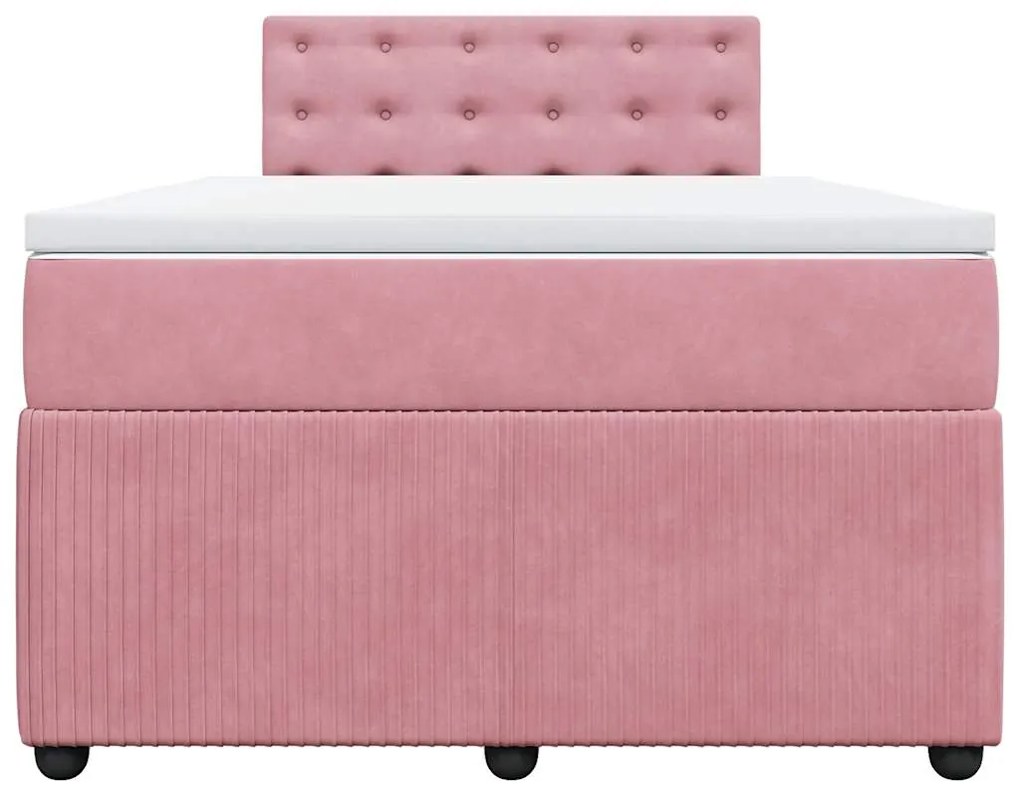 vidaXL Κρεβάτι Boxspring με Στρώμα Ροζ 120x190 εκ. Βελούδινο