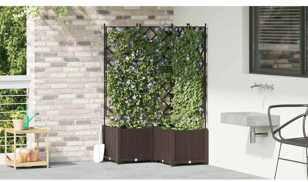 vidaXL Κηποτινάκι με Τρέλα 3 pcs Καφέ 80 x 80 x 143 εκ. PP